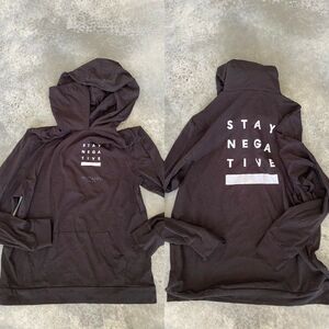 McCann Mens Sweatshirt Black Hoodie Stay Negative Activewear Medium